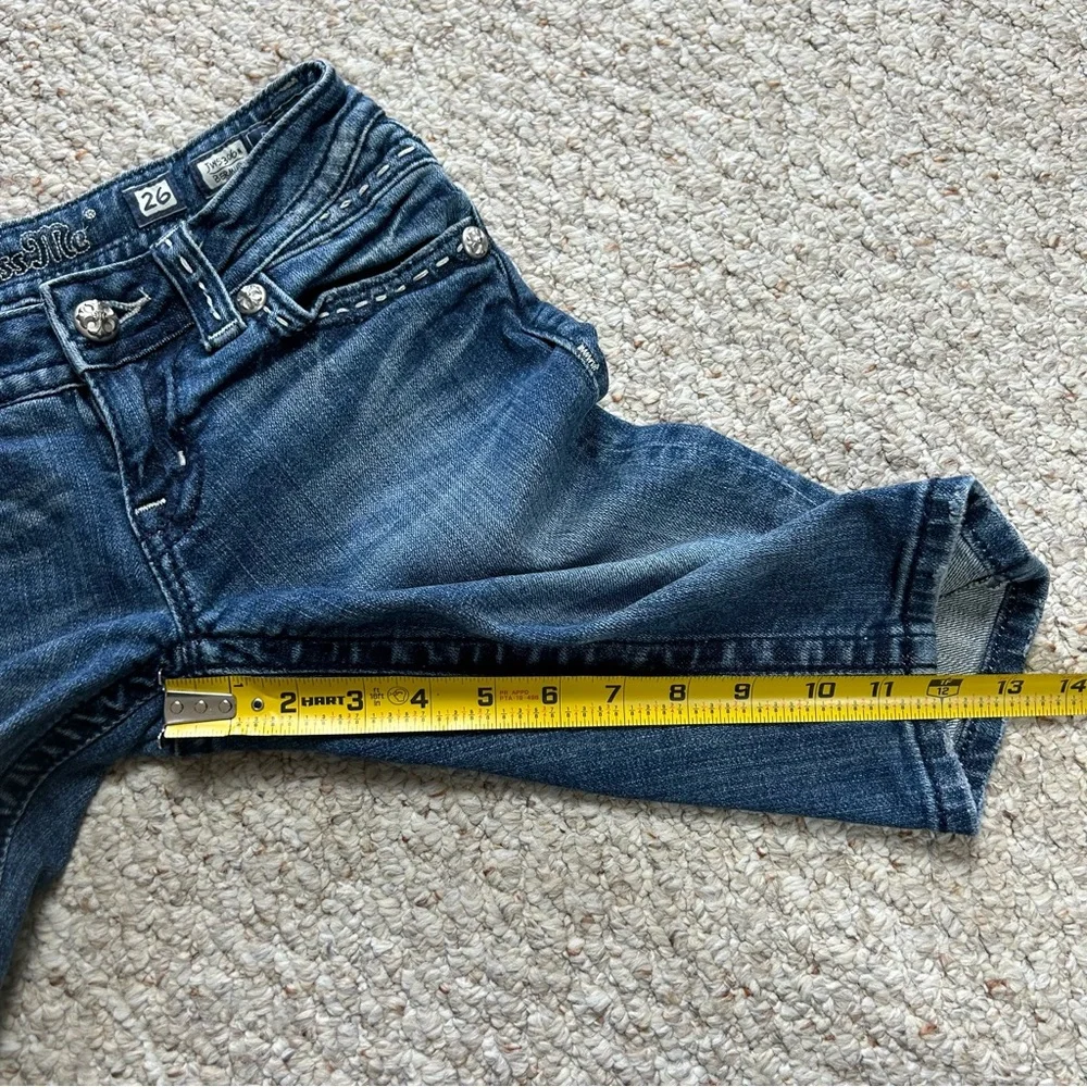 Miss Me Blue Bermuda Jean Shorts Womens 26 JW5306M Dark Wash 12" Inseam Slim - Picture 9 of 11